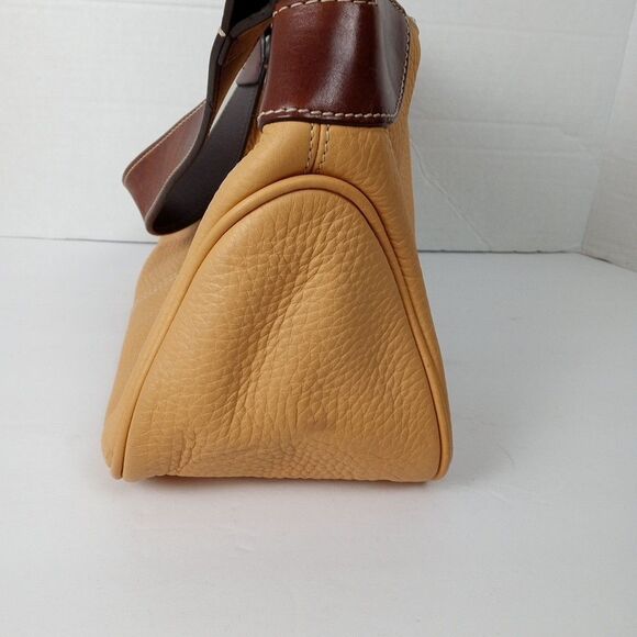 VTG Dooney & Bourke All Weather Mustard Yellow Leather Pebble Shoulder Bag Y2K - Picture 9 of 16